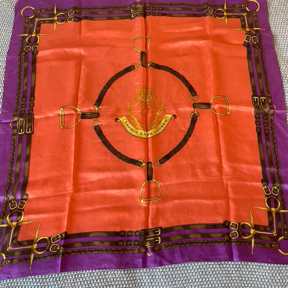 Ralph Lauren Orange Equestrian Silk Scarf